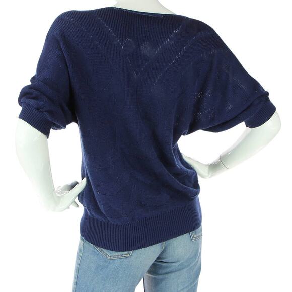 Vintage Navy Knit Sweater Casual Chic Street-Style - Picture 1 of 4